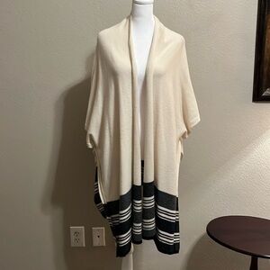 VINCE Wool Cashmere Striped Shawl/Cardigan Sweater/Poncho